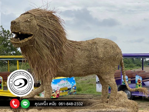 งานพ่นโฟมใส่หุ่นฟางสิงโต-ช่วยป้องกันไม่ให้ฟางพัง-ปทุมธานี